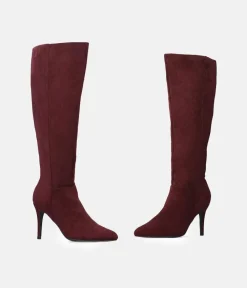 Sky High Burgundy Stiletto Heel Long Boots