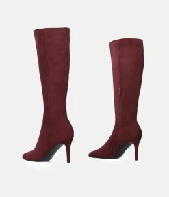 Sky High Burgundy Stiletto Heel Long Boots