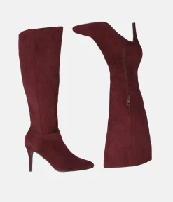 Sky High Burgundy Stiletto Heel Long Boots