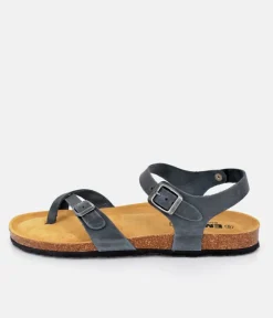 Sporty Grey Black Ankle Strap Sandals