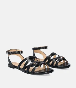 Strappy Black Flat Sandals