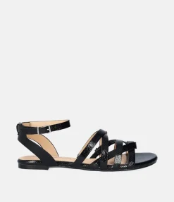 Strappy Black Flat Sandals
