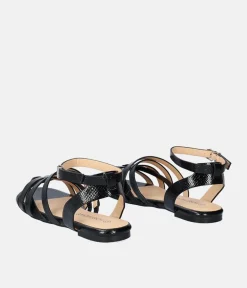 Strappy Black Flat Sandals