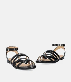 Strappy Black Flat Sandals