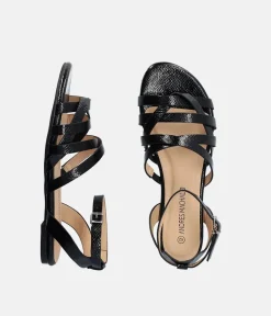 Strappy Black Flat Sandals