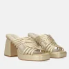 Stunning Gold Block Heel Mules