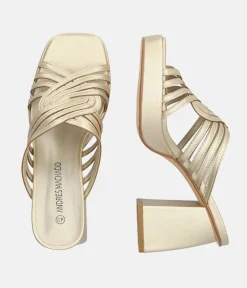 Stunning Gold Block Heel Mules