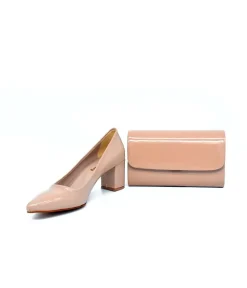 Stylish Beige Block Heels and Matching Bag