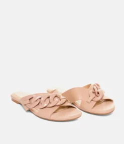 Stylish Beige Link Detail Mule Sandals