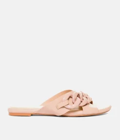 Stylish Beige Link Detail Mule Sandals