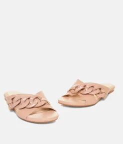 Stylish Beige Link Detail Mule Sandals