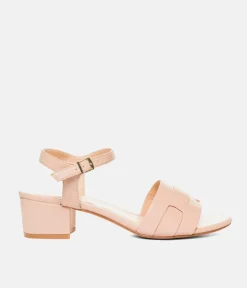 Stylish Beige Low Block Heel Sandals