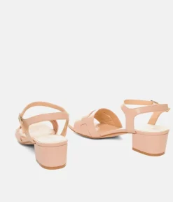 Stylish Beige Low Block Heel Sandals
