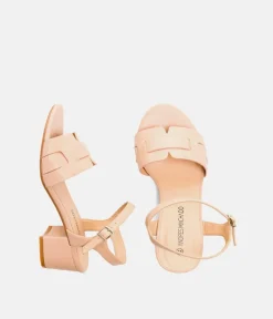 Stylish Beige Low Block Heel Sandals