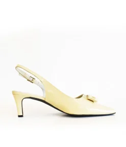 Stylish Beige Patent Sling Back Heels