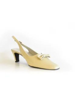 Stylish Beige Patent Sling Back Heels