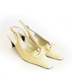Stylish Beige Patent Sling Back Heels