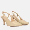 Stylish Beige Snake Slingback Heels
