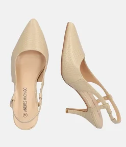Stylish Beige Snake Slingback Heels