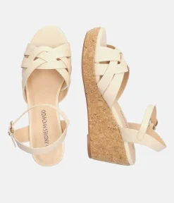 Stylish Beige Wedge Sandals
