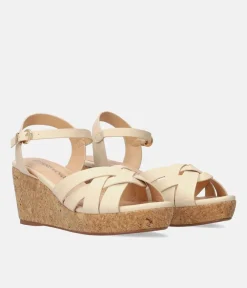 Stylish Beige Wedge Sandals