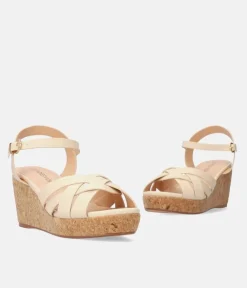 Stylish Beige Wedge Sandals