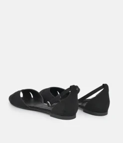 Stylish Black Ankle Strap Peep Toe Flats