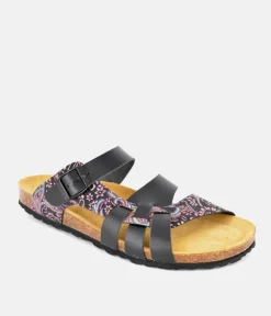 Stylish Black Combi Leather Sandal