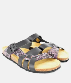 Stylish Black Combi Leather Sandal