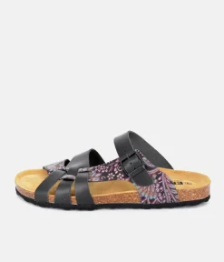 Stylish Black Combi Leather Sandal