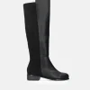 Stylish Black Combi Suede/Leather Long Boots