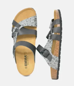 Stylish Black Combi Vegan Leather Sandal