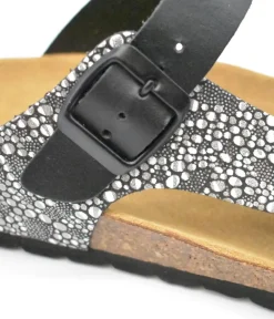 Stylish Black Combi Vegan Leather Sandal