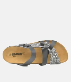 Stylish Black Combi Vegan Leather Sandal