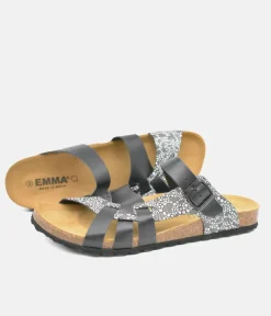 Stylish Black Combi Vegan Leather Sandal