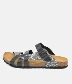 Stylish Black Combi Vegan Leather Sandal