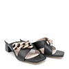Stylish Black Criss Cross Block Heel Mules