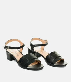 Stylish Black Low Block Heel Sandals