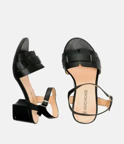 Stylish Black Low Block Heel Sandals