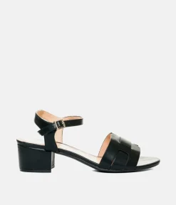 Stylish Black Low Block Heel Sandals