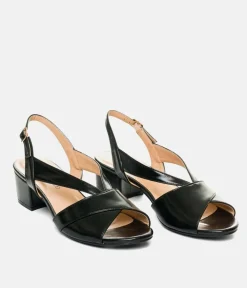 Stylish Black Patent Block Heels