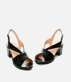 Stylish Black Patent Block Heels