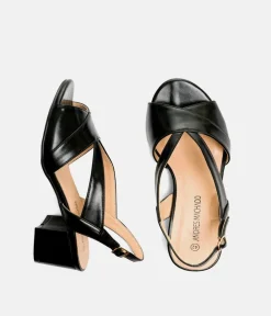 Stylish Black Patent Block Heels