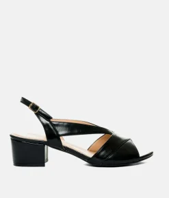 Stylish Black Patent Block Heels