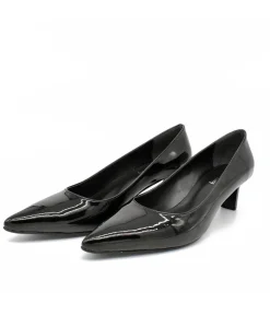 Stylish Black Patent Slim Stiletto Block Heels