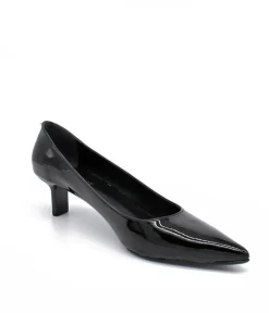 Stylish Black Patent Slim Stiletto Block Heels