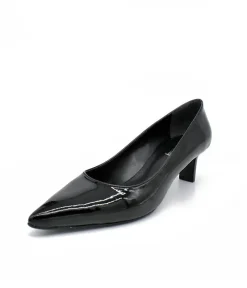 Stylish Black Patent Slim Stiletto Block Heels