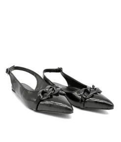 Stylish Black Patent Slingback Flats