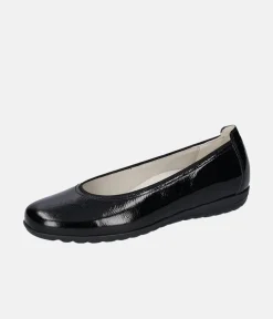 Stylish Black Patent Wide Fit Ballerinas