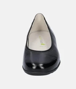 Stylish Black Patent Wide Fit Ballerinas